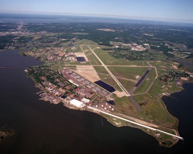 Aerial view of Langley AFB May 1991 USAF Photo by Sgt Joe Springfield
